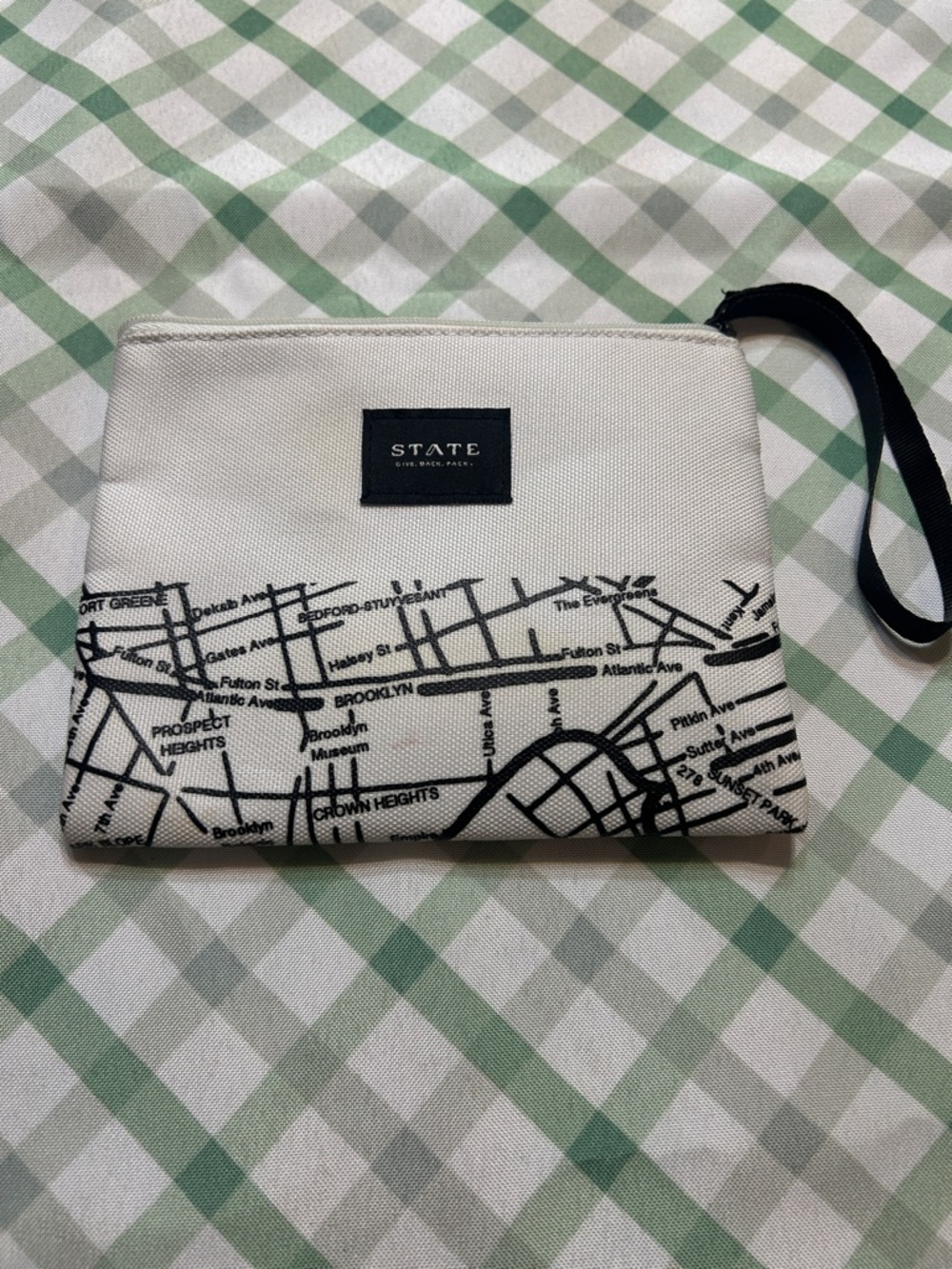 STATE Canvas Map Wristlet in White and Black